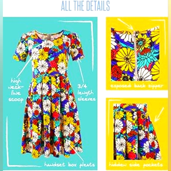 Vintage Lularoe Amelia M Pink and Black Floral Pattern NWT - Picture 5 of 7